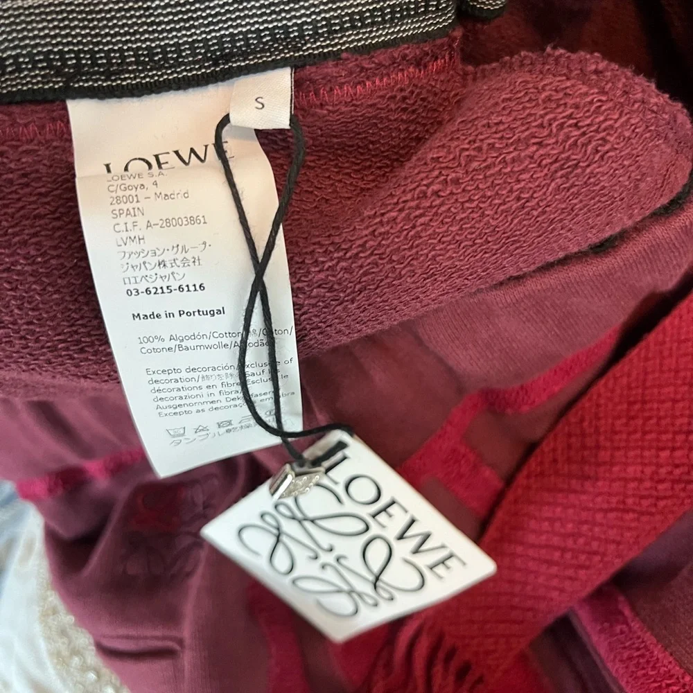 NEW NWT LOEWE Bi-Color Joggers In Burgundy Sweatpants